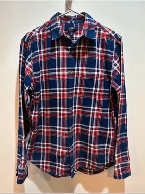 J. Crew Men’s Navy Red White Plaid Button-Down Shirt